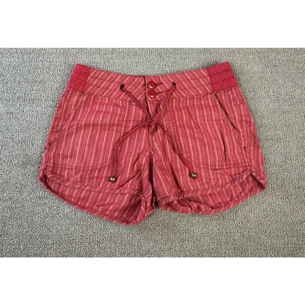 Prana Shorts Red‎ Vini Striped Casual Sunwashed Size 0